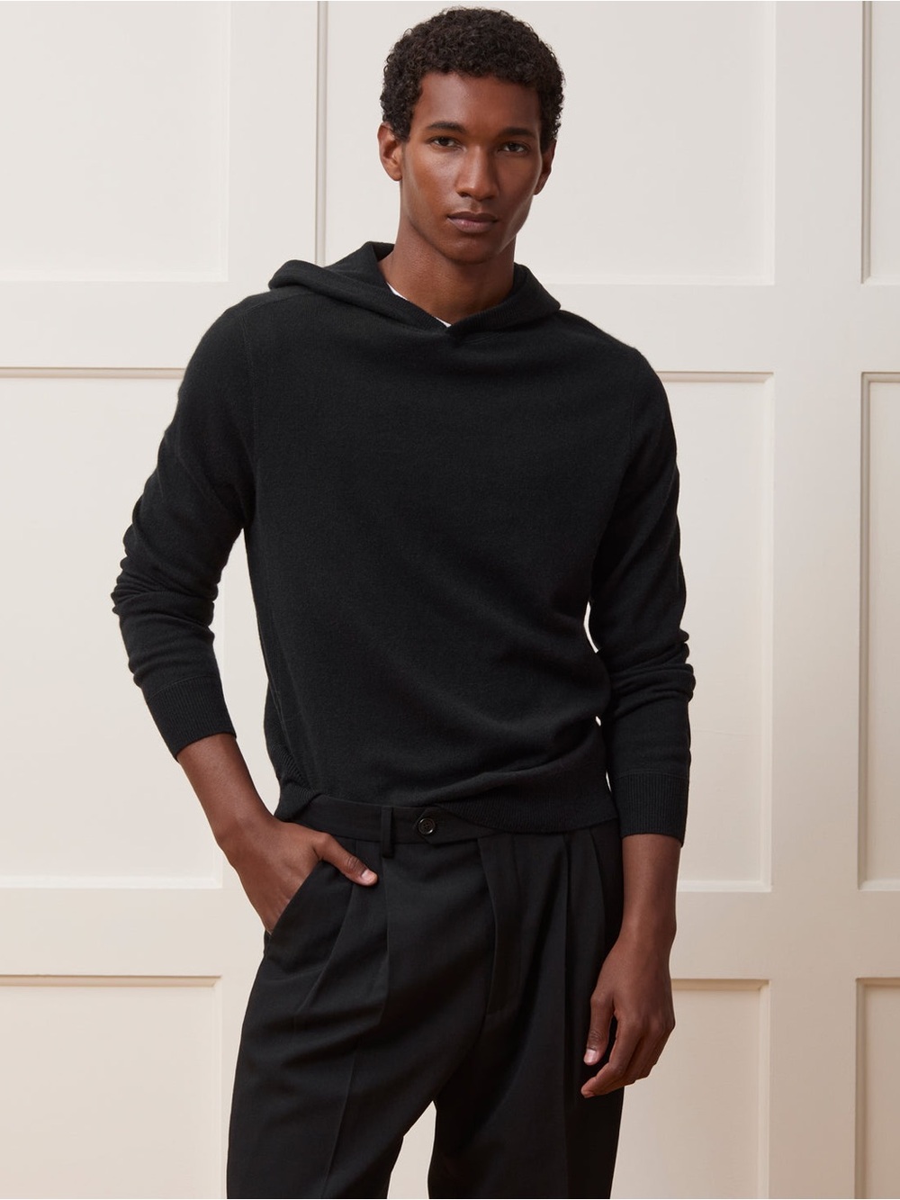 Todd Snyder Black Cashmere Hoodie Sweater Size XL